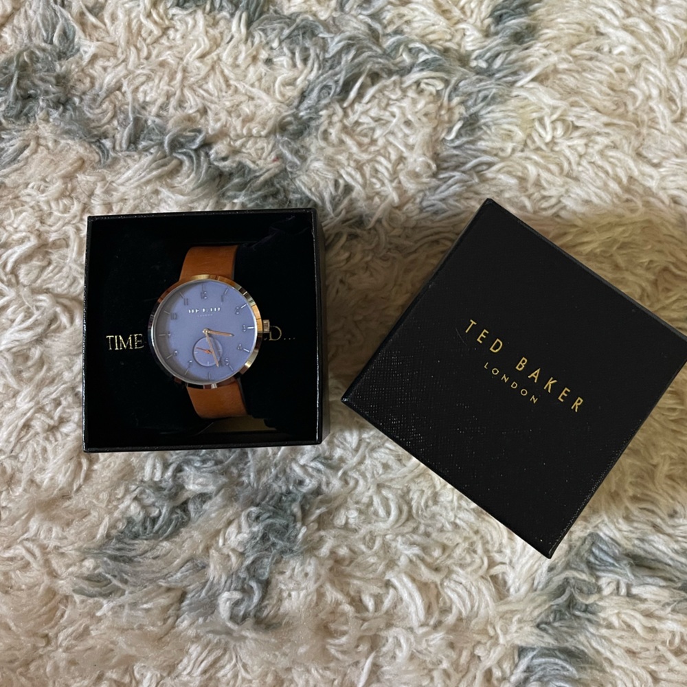 Ted Baker Watch with Brown Strap, Blue Face